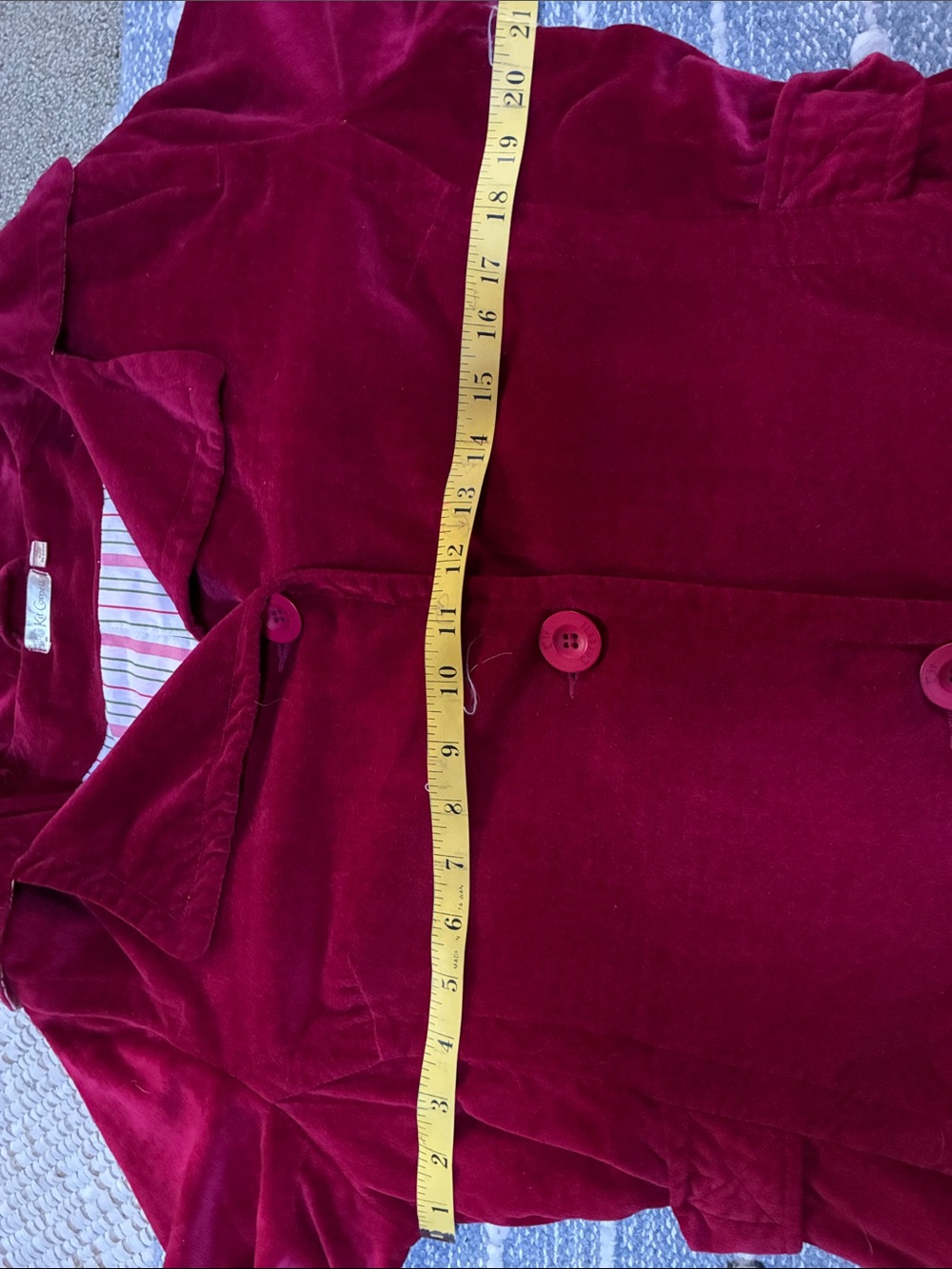 April Cornell Deep Red Velvet Trench Coat - Picture 10 of 11